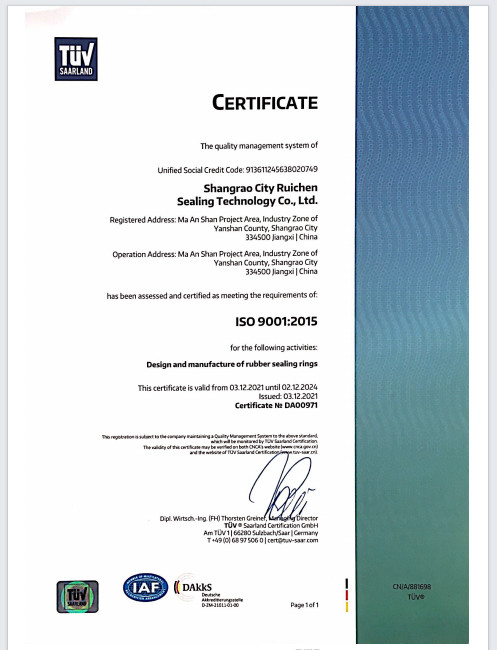 China Dongguan Ruichen Sealing Co., Ltd. Certificações